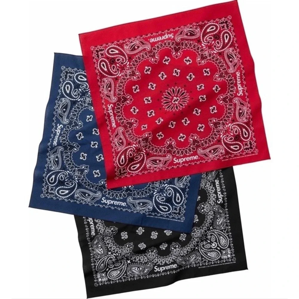 Supreme Hav-A-Hank Handkerchief Bandanas (Pack of 3/ Red, Navy, Black) SS24 New